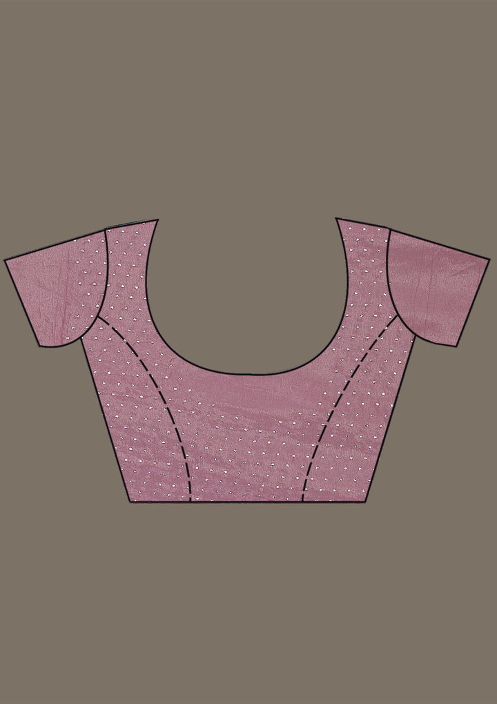 Pink Stonework Shimmer Saree-Koskii