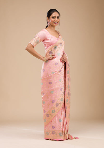 Pink Stonework Soft Silk Saree