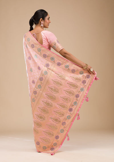 Pink Stonework Soft Silk Saree