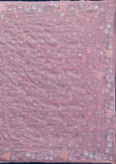 Pink Stonework Tissue Saree-Koskii