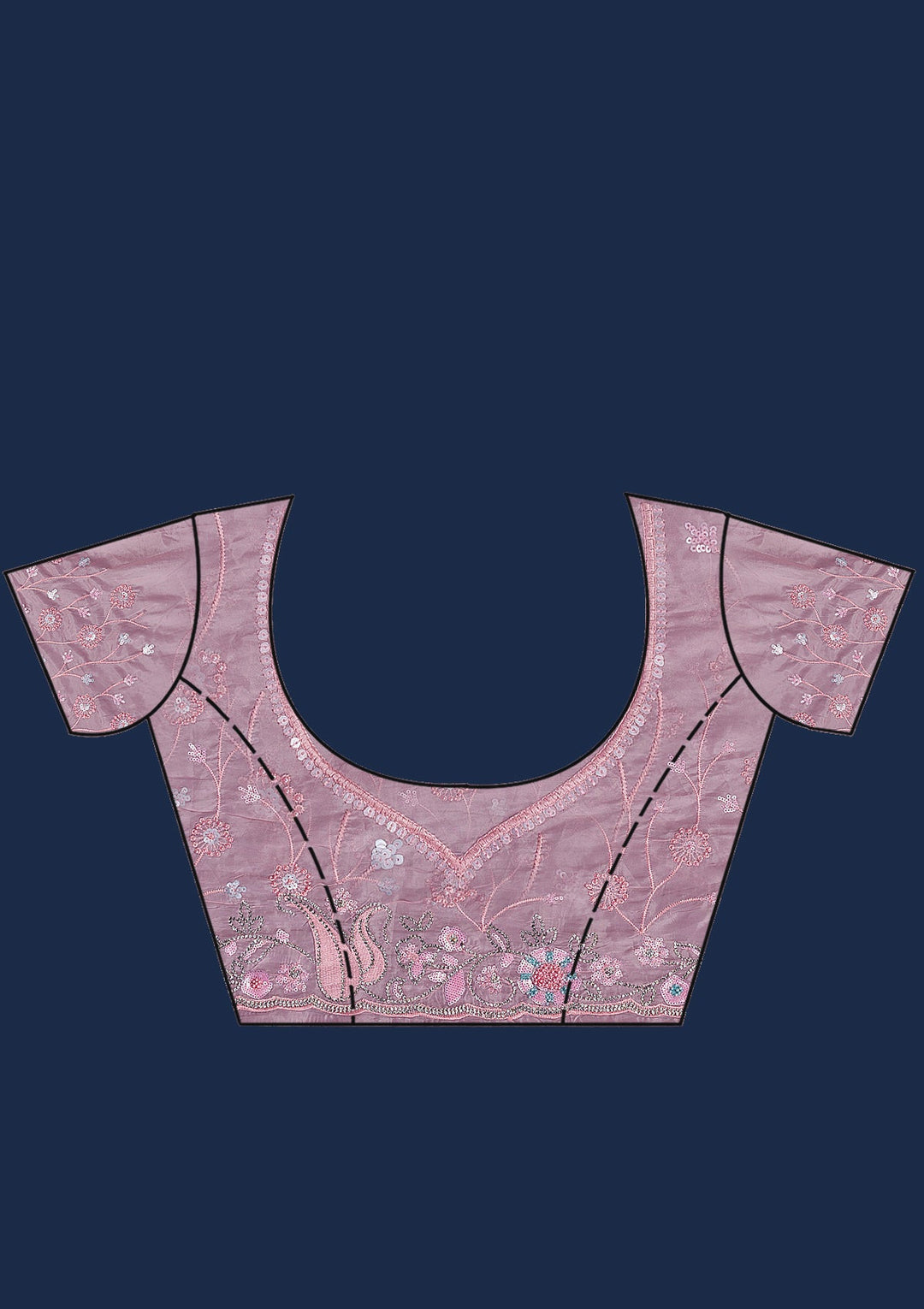 Pink Stonework Tissue Saree-Koskii