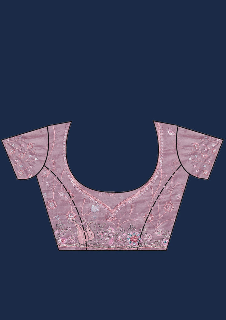 Pink Stonework Tissue Saree-Koskii