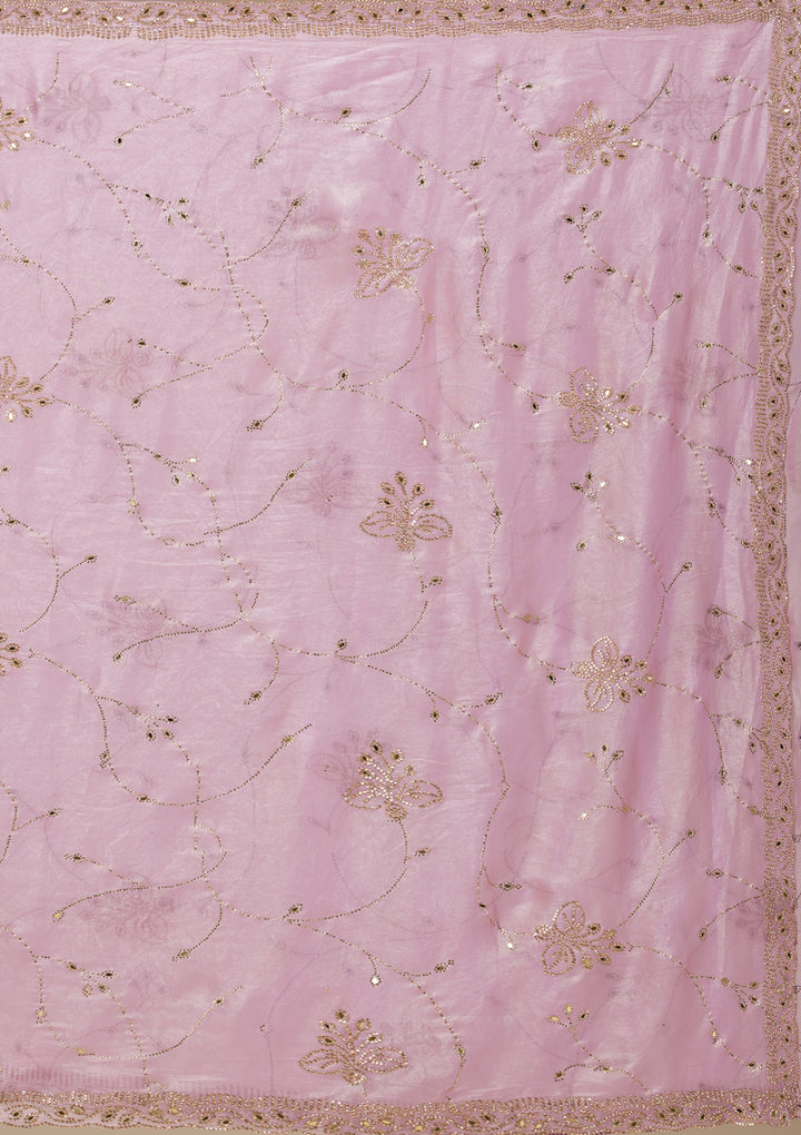 Pink Stonework Tissue Saree-Koskii