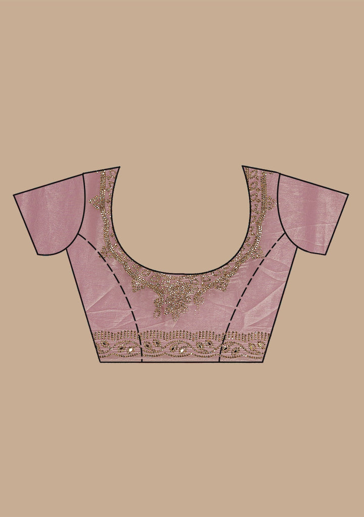Pink Stonework Tissue Saree-Koskii