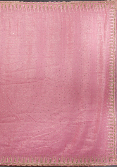 Pink Stonework Tissue Saree-Koskii