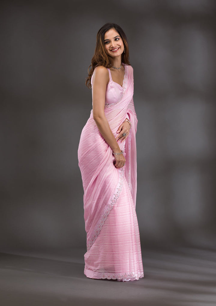 Pink Swarovski Georgette Saree-Koskii