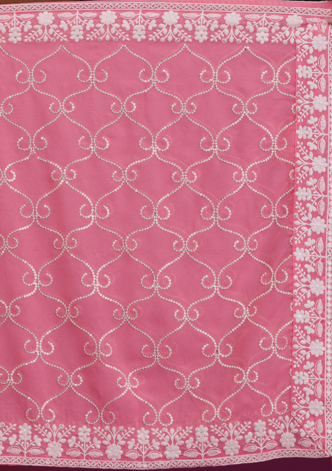 Pink Threadwork Georgette Readymade Salwar Kameez-Koskii