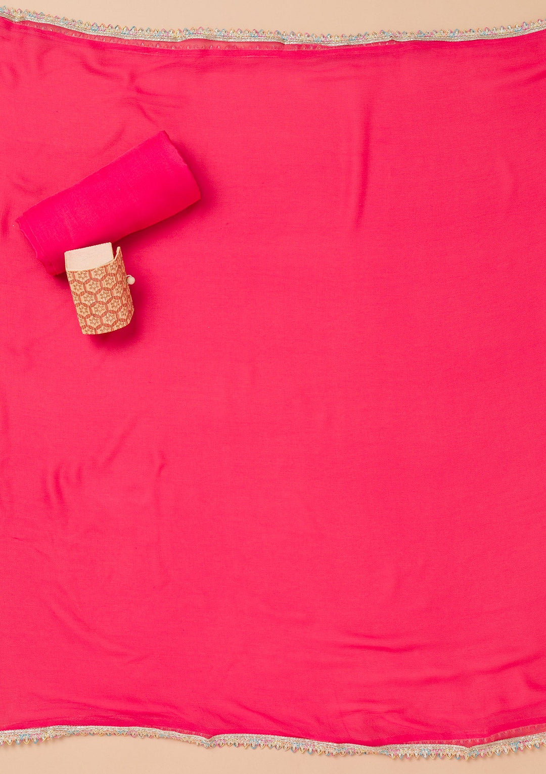 Pink Threadwork Georgette Unstitched Salwar Suit-Koskii