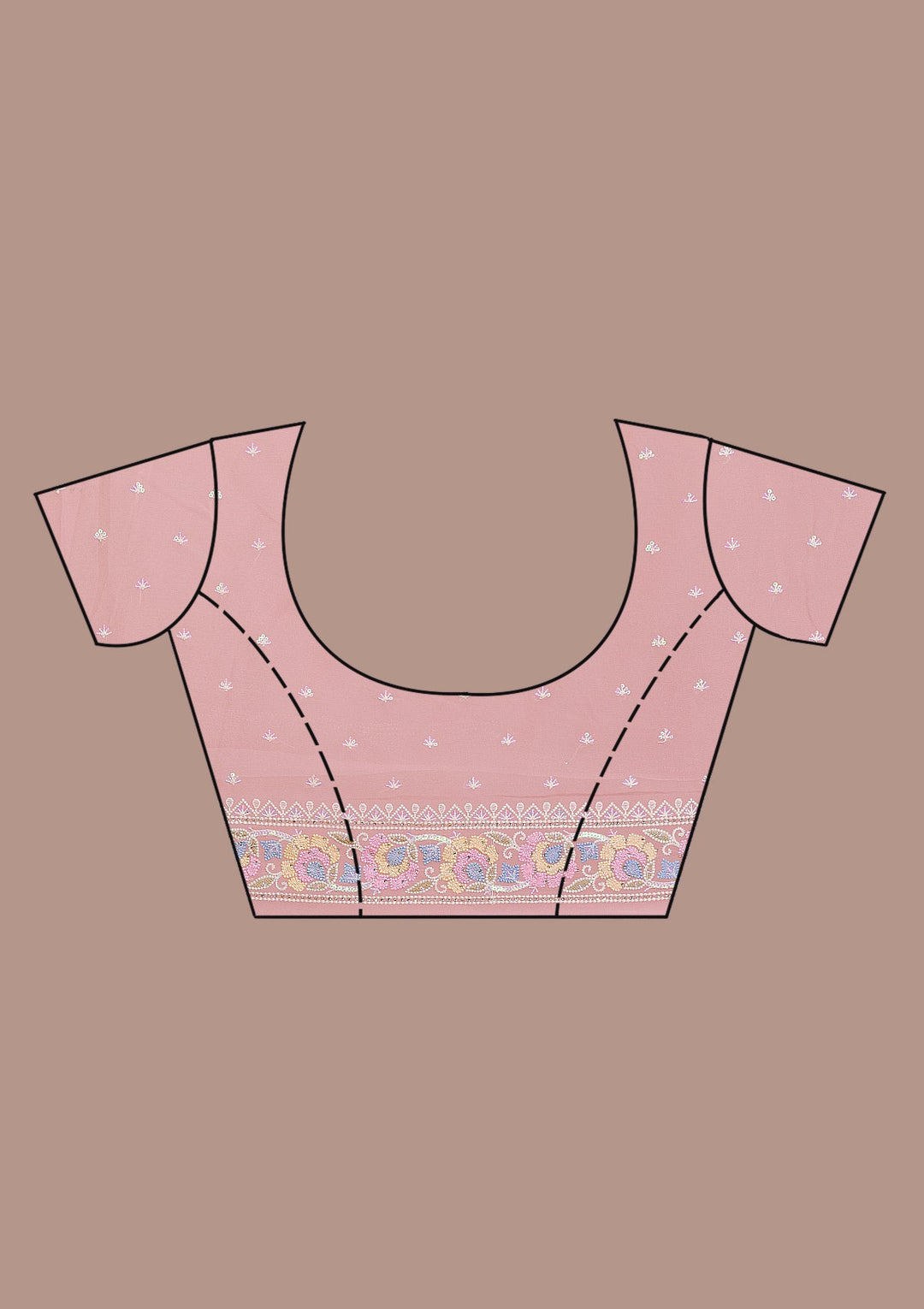 Pink Threadwork Georgette Saree-Koskii