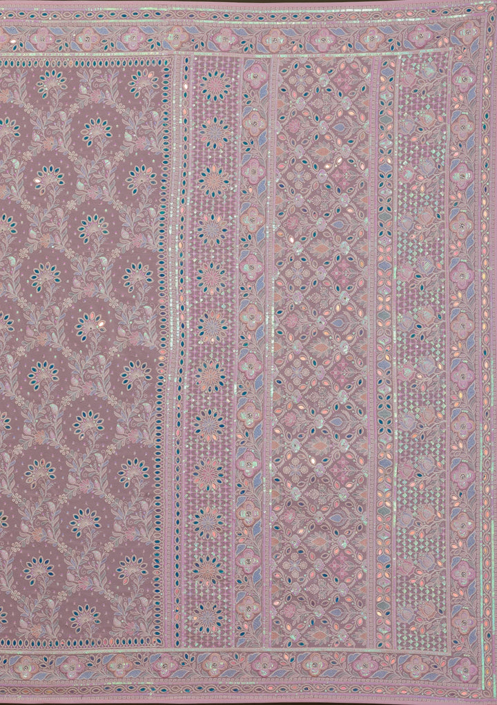 Pink Threadwork Georgette Saree-Koskii
