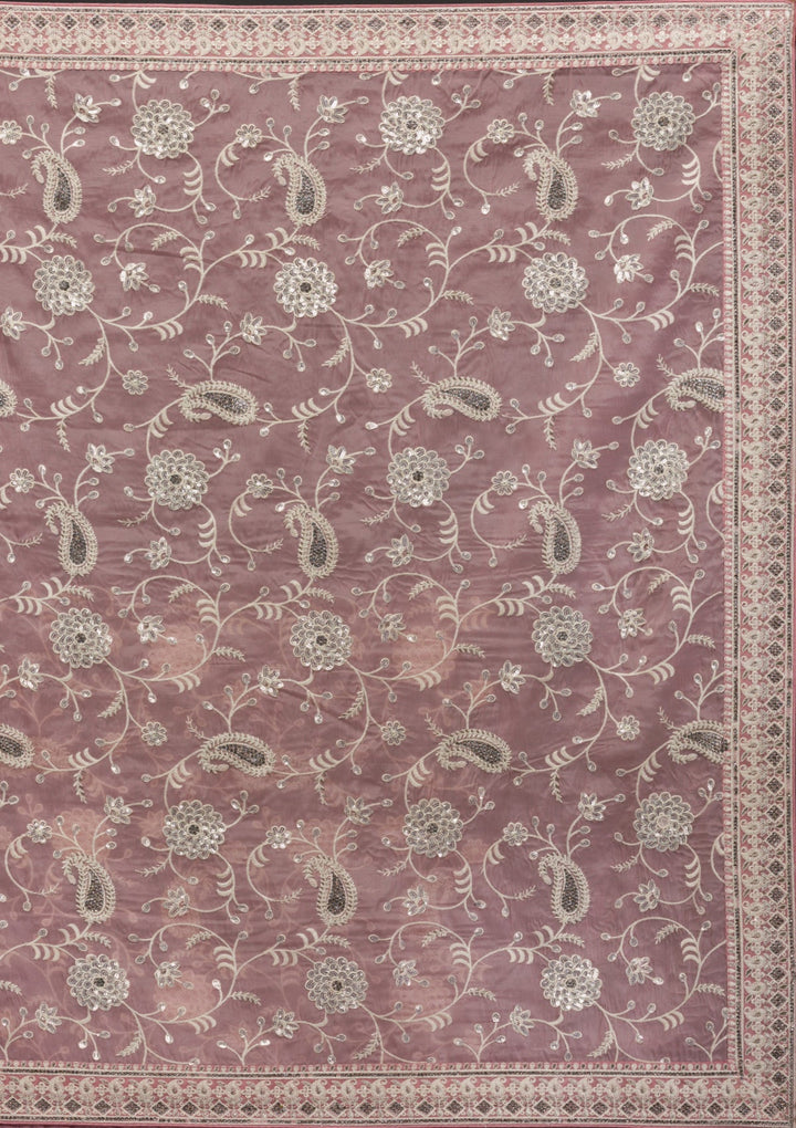 Pink Threadwork Tissue Saree-Koskii