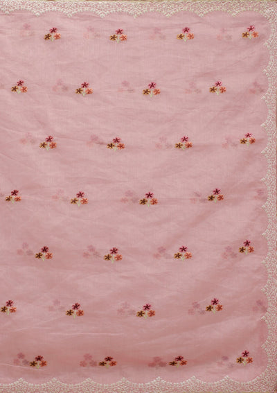 Pink Threadwork Tissue Saree-Koskii