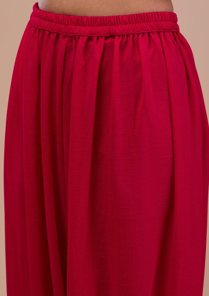 Pink Zariwork Art Silk Readymade Sharara Kameez