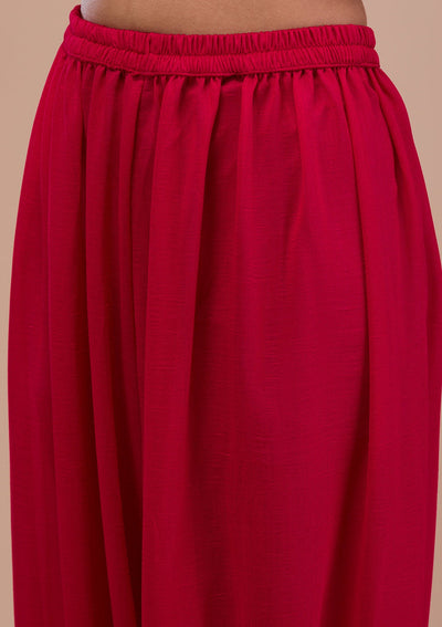 Pink Zariwork Art Silk Readymade Sharara Suit