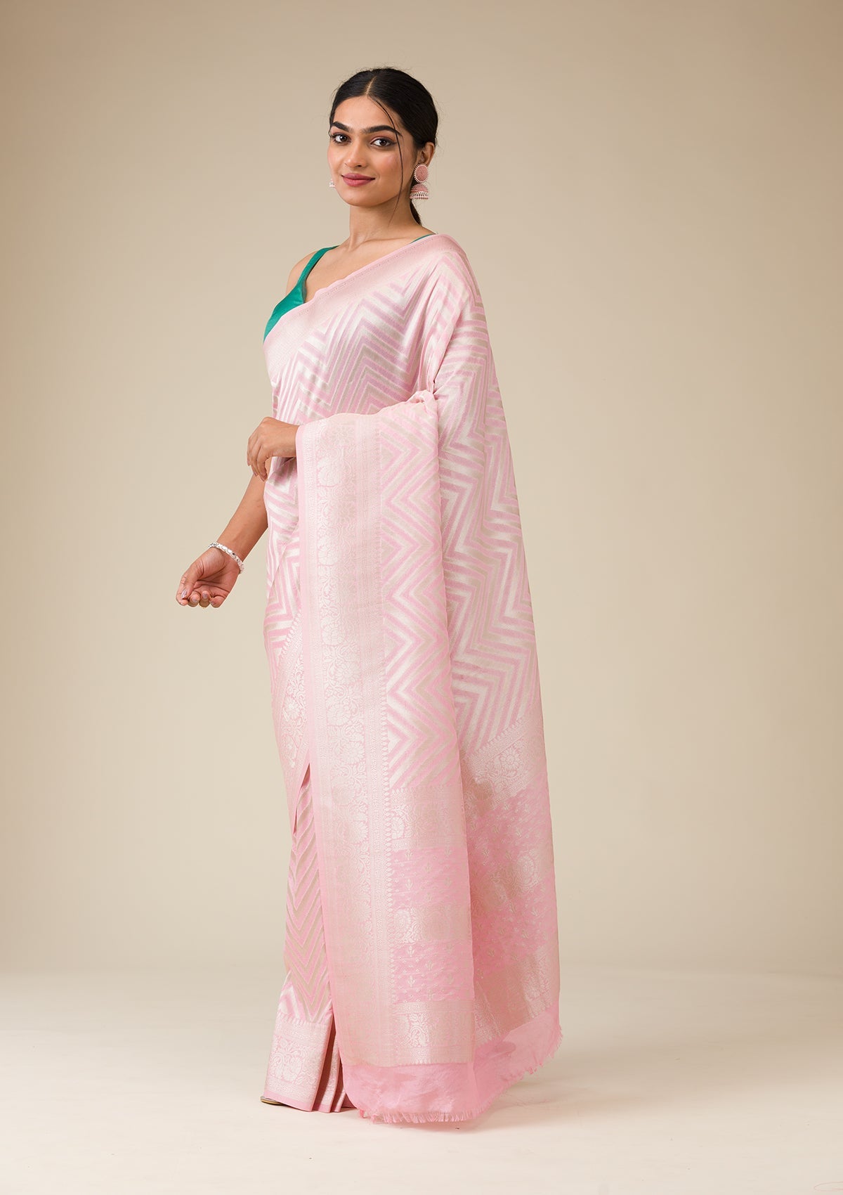 Pink Zariwork Art Silk Saree