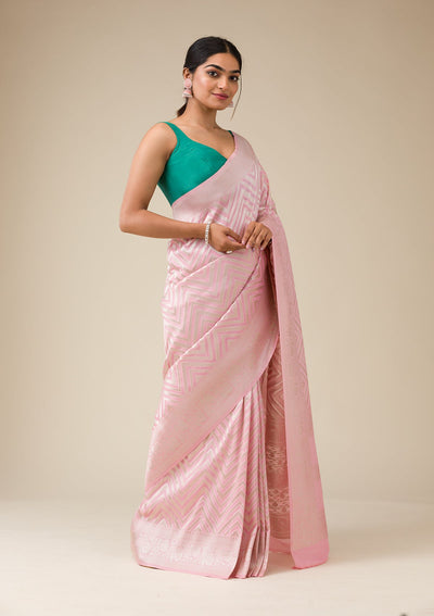 Pink Zariwork Art Silk Saree