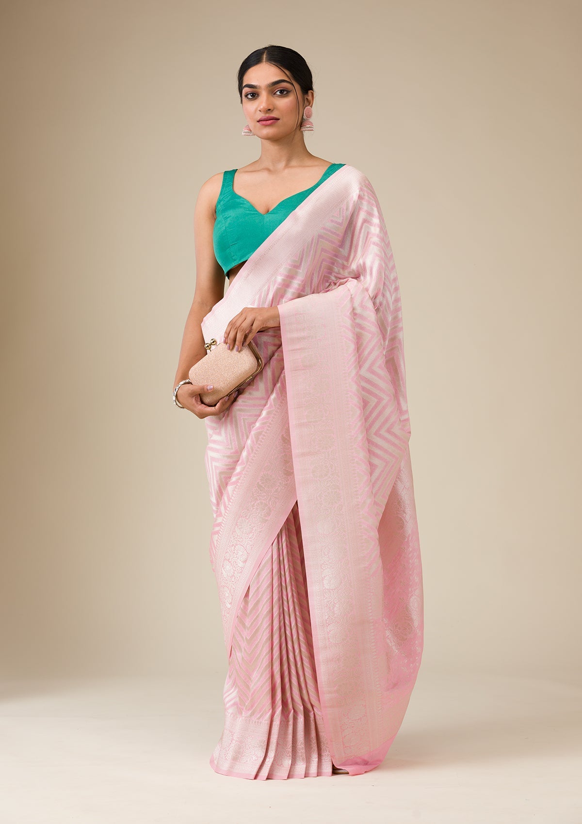 Pink Zariwork Art Silk Saree