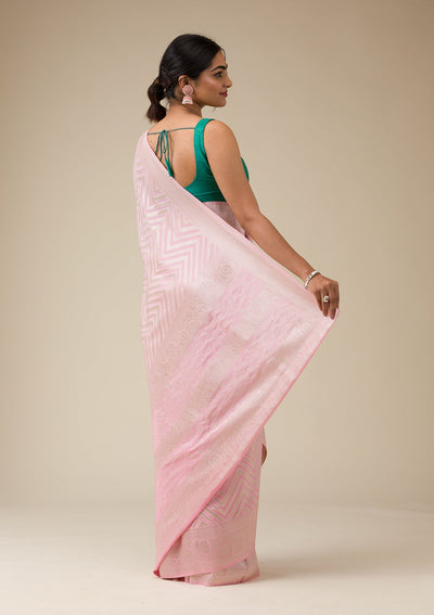 Pink Zariwork Art Silk Saree