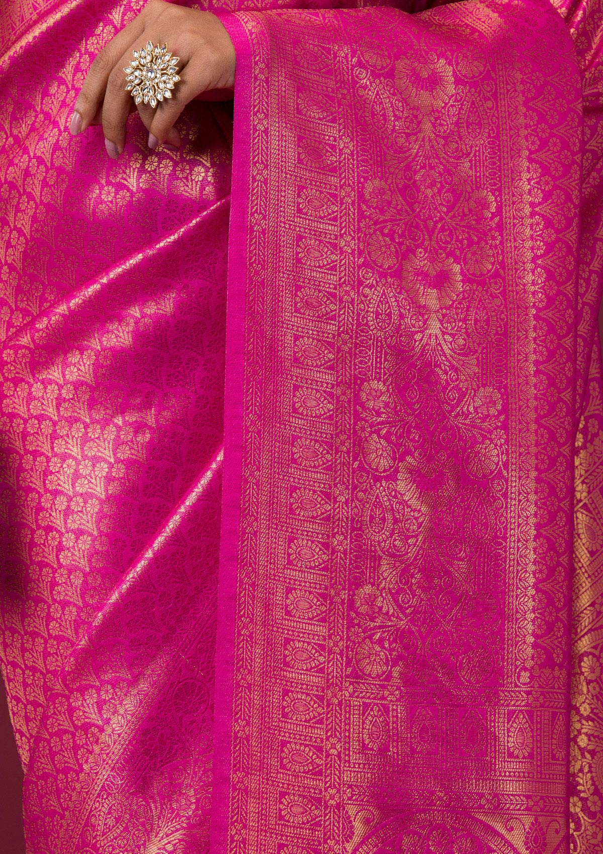 Pink Zariwork Art Silk Saree