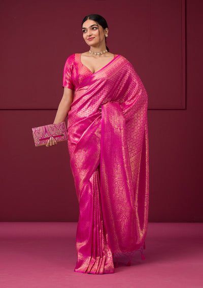 Pink Zariwork Art Silk Saree