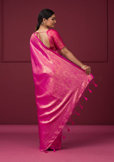 Pink Zariwork Art Silk Saree