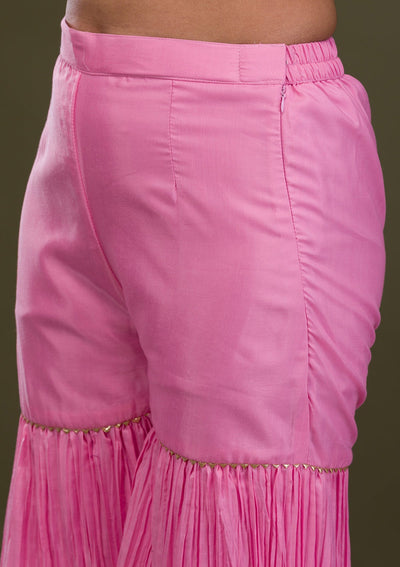 Pink Zariwork Banarasi Readymade Sharara Suit