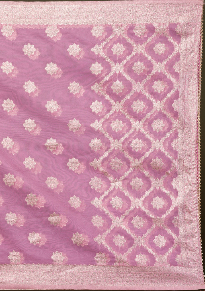 Pink Zariwork Banarasi Readymade Sharara Kameez