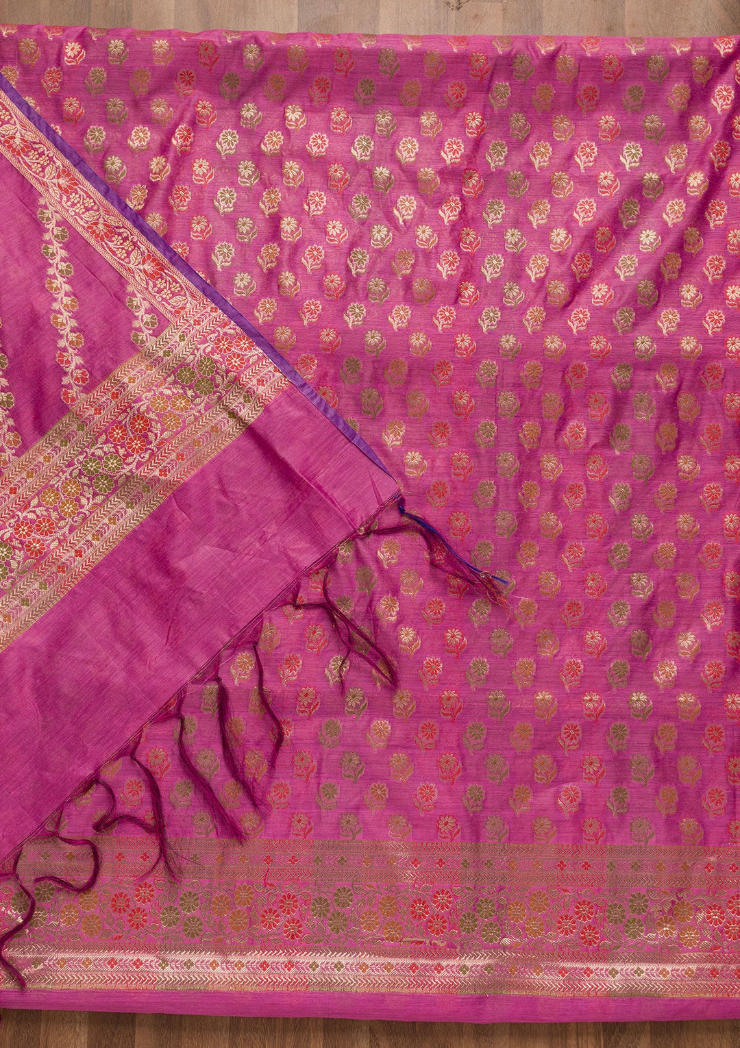 Pink Zariwork Banarasi Unstitched Salwar Suit-Koskii