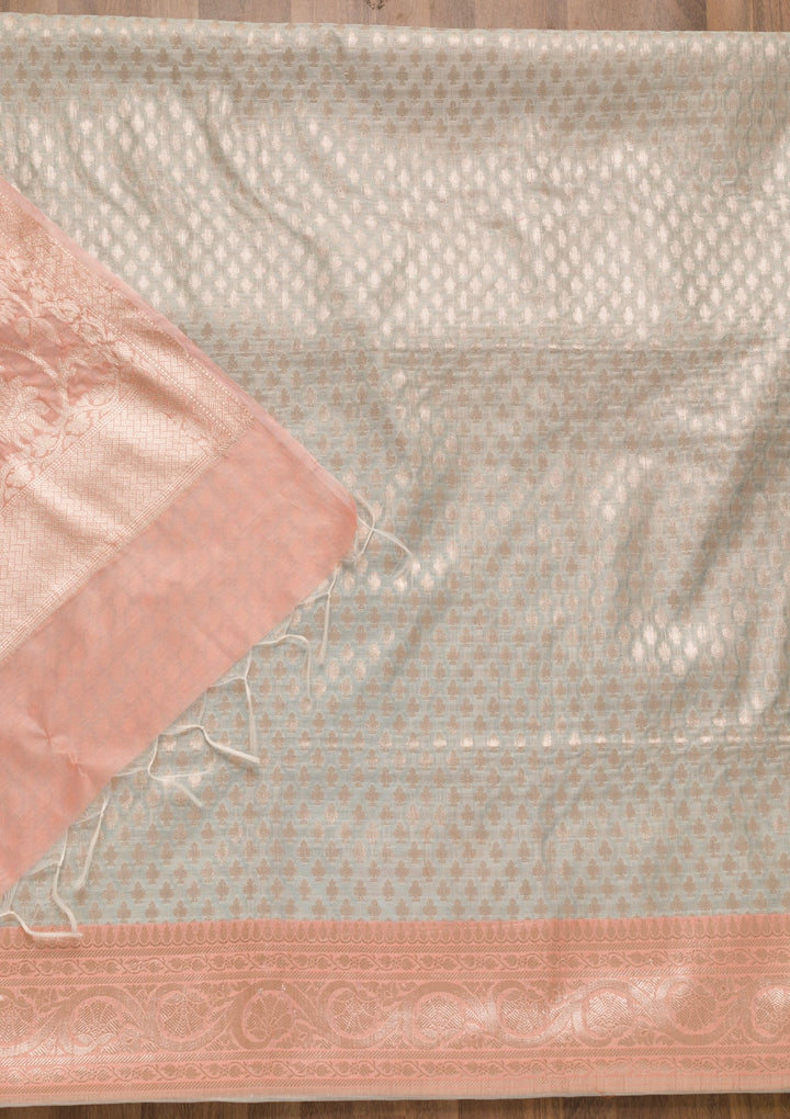 Pink Zariwork Banarasi Unstitched Salwar Suit-Koskii