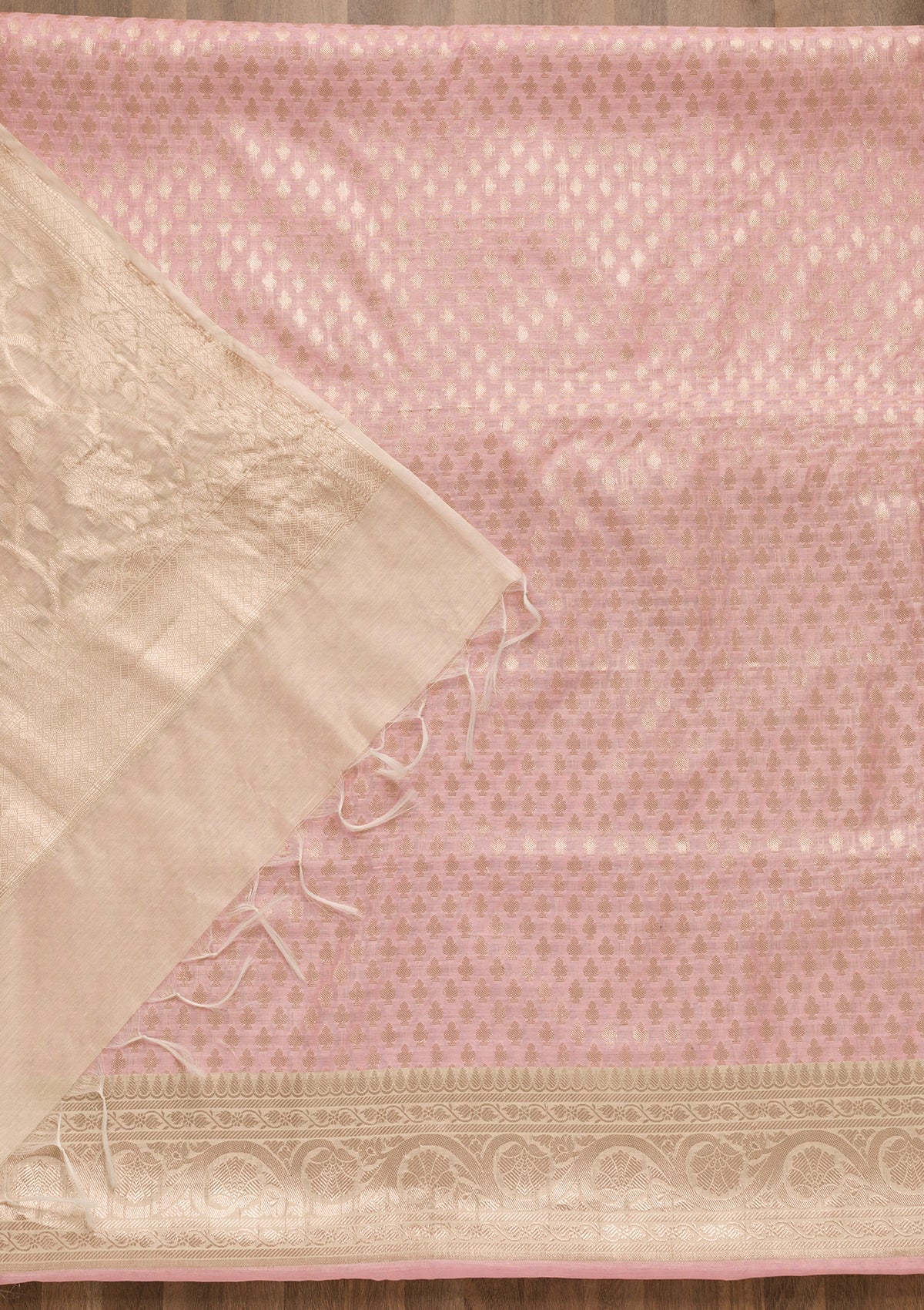 Pink Zariwork Banarasi Unstitched Salwar Suit-Koskii