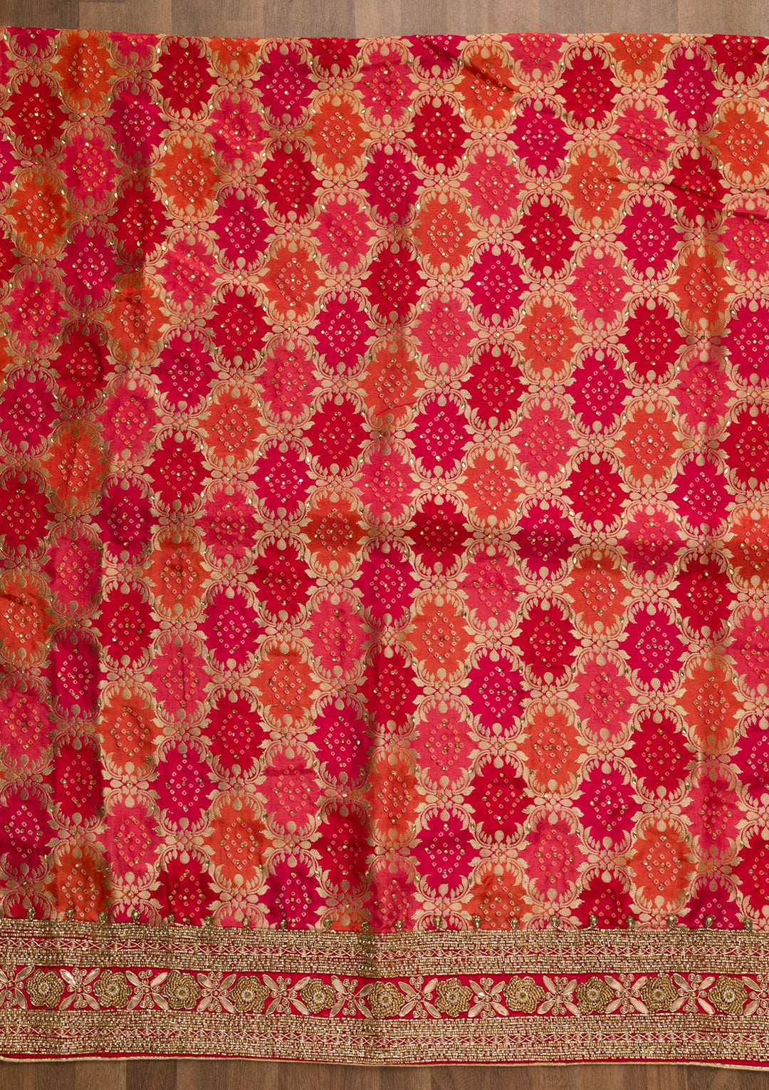 Pink Zariwork Banarasi Unstitched Salwar Kameez-Koskii