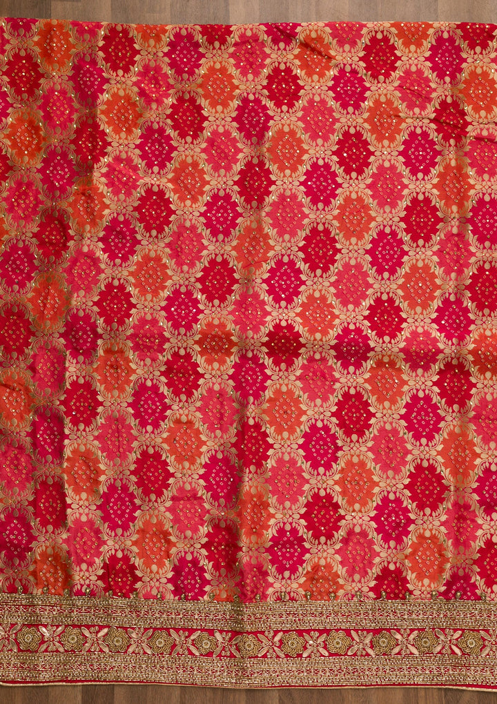 Pink Zariwork Banarasi Unstitched Salwar Kameez-Koskii