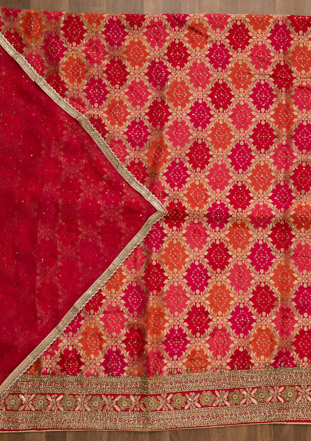 Pink Zariwork Banarasi Unstitched Salwar Kameez-Koskii