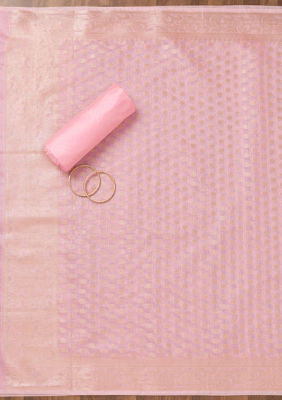 Pink Zariwork Banarasi Unstitched Salwar Suit-Koskii