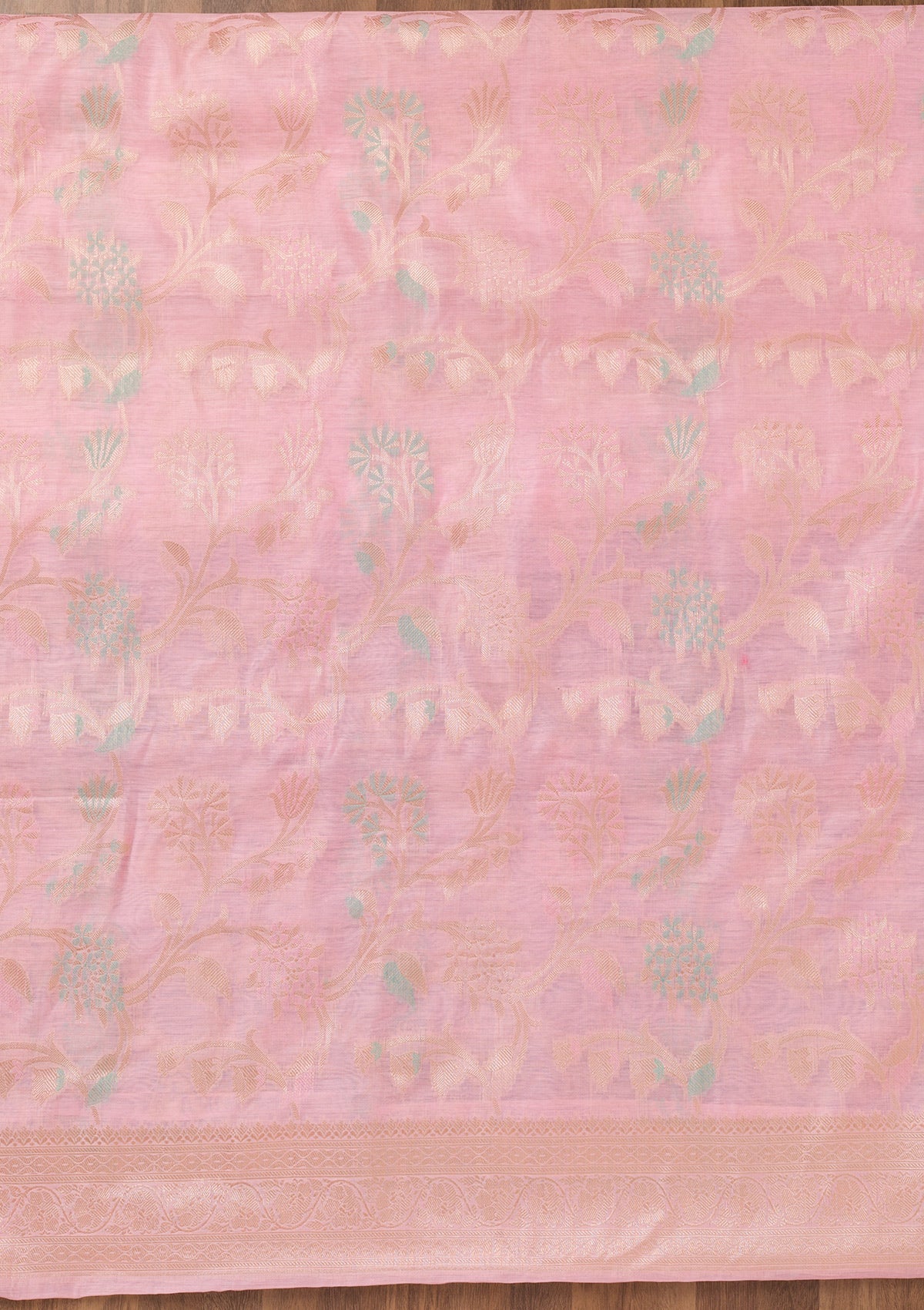 Pink Zariwork Banarasi Unstitched Salwar Suit-Koskii