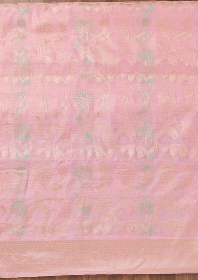 Pink Zariwork Banarasi Unstitched Salwar Suit-Koskii