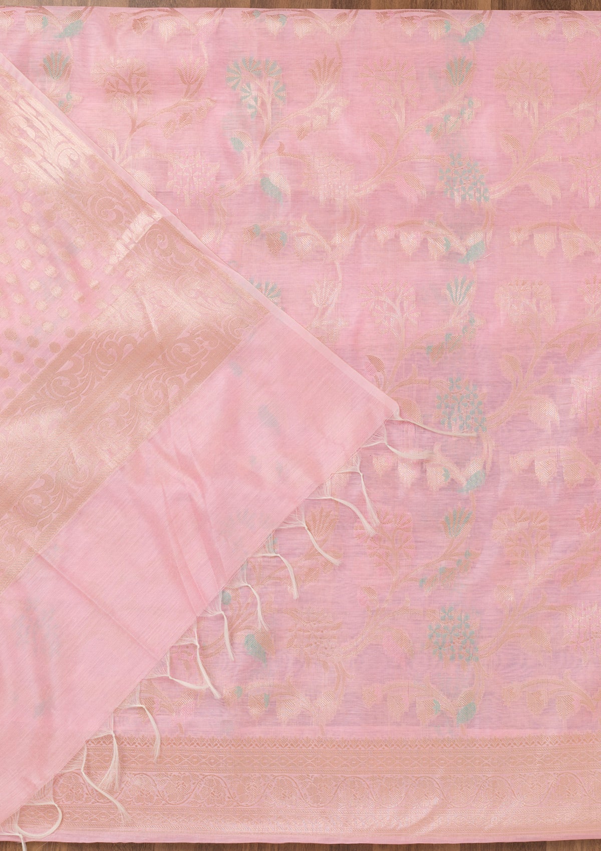Pink Zariwork Banarasi Unstitched Salwar Suit-Koskii