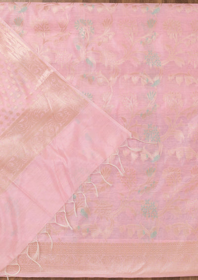 Pink Zariwork Banarasi Unstitched Salwar Suit-Koskii
