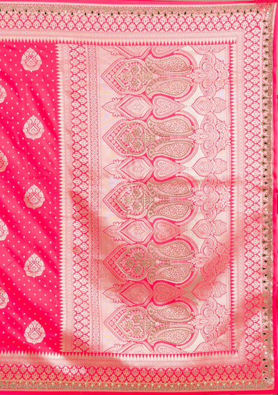 Pink Zariwork Banarasi Silk Saree-Koskii