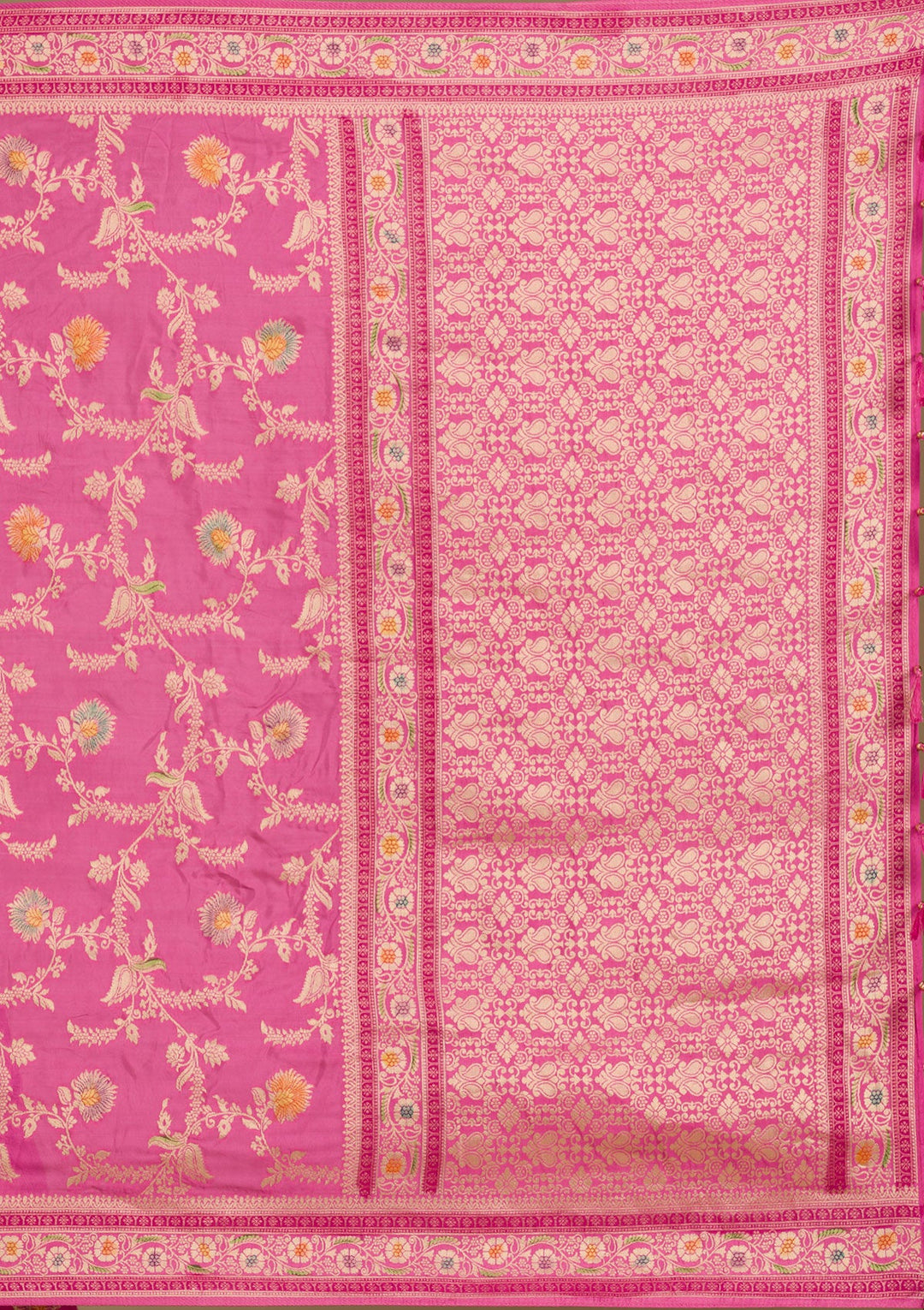 Pink Zariwork Banarasi Silk Saree-Koskii