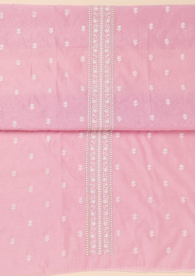 Pink Zariwork Chanderi Unstitched Salwar Suit-Koskii