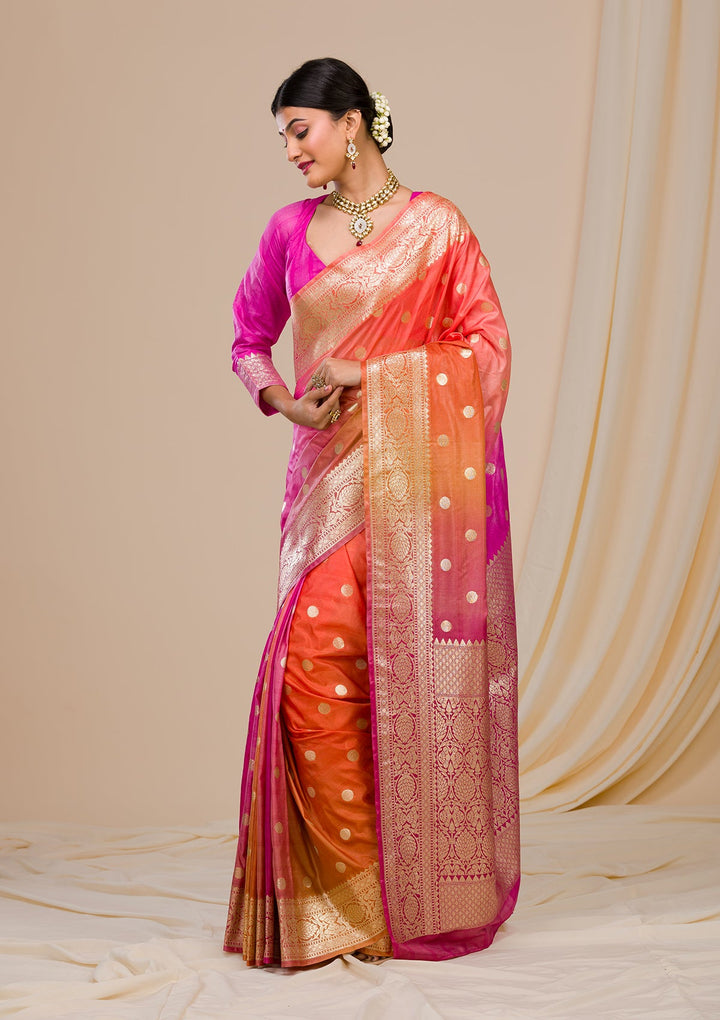 Pink Zariwork Chanderi Saree-Koskii