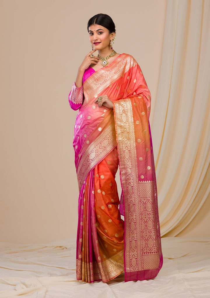 Pink Zariwork Chanderi Saree-Koskii