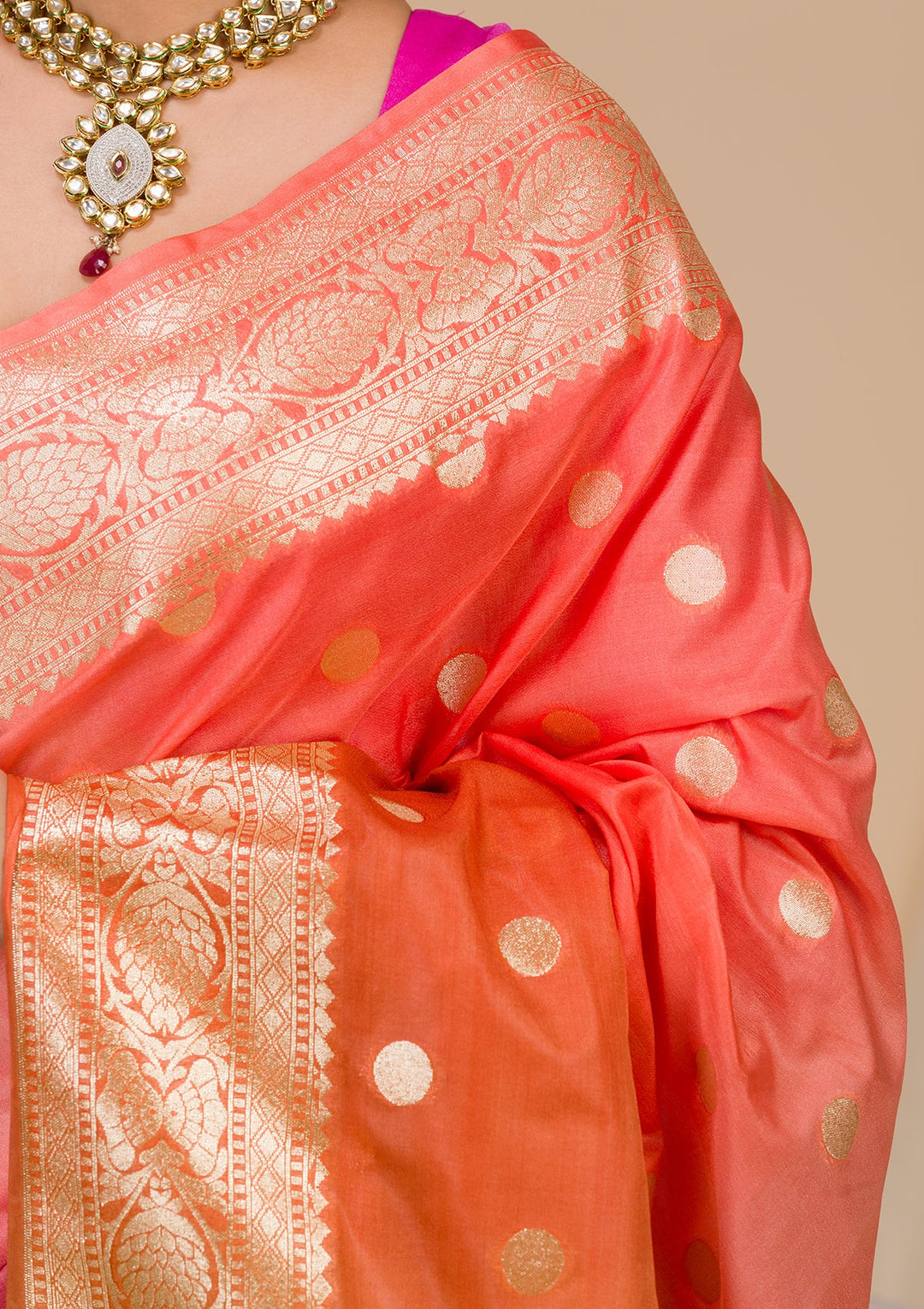 Pink Zariwork Chanderi Saree-Koskii