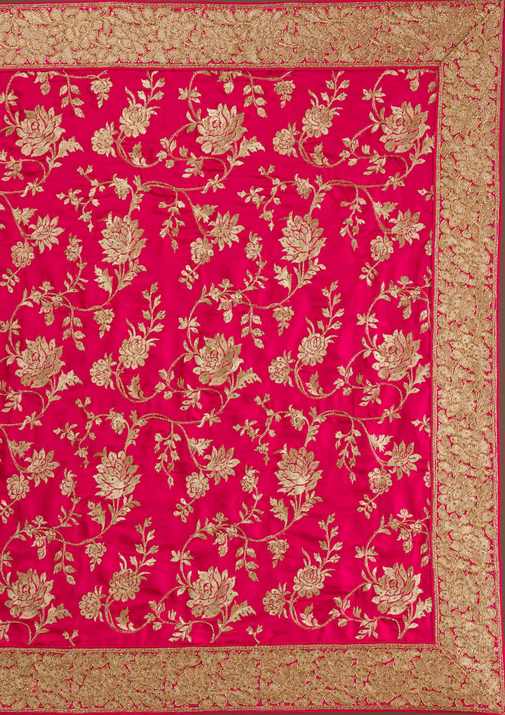 Pink Zariwork Crepe Saree-Koskii