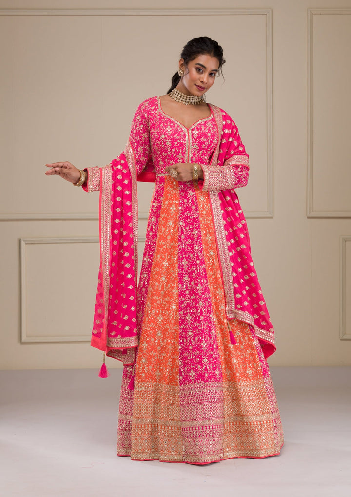 Pink Zariwork Georgette Gown-Koskii