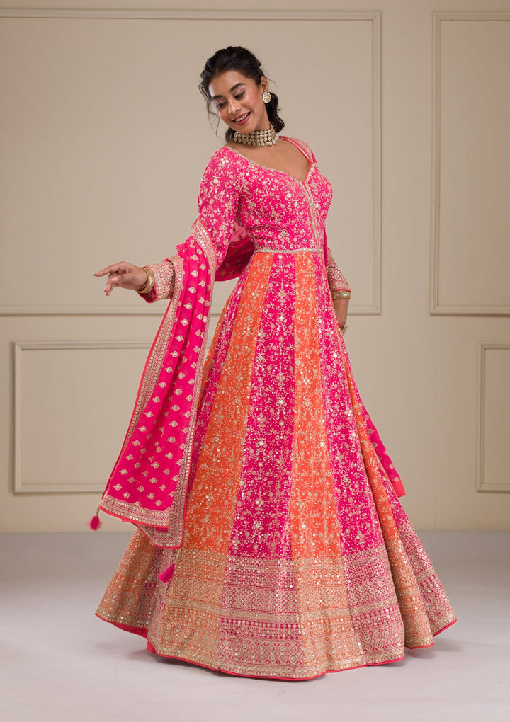 Pink Zariwork Georgette Gown-Koskii