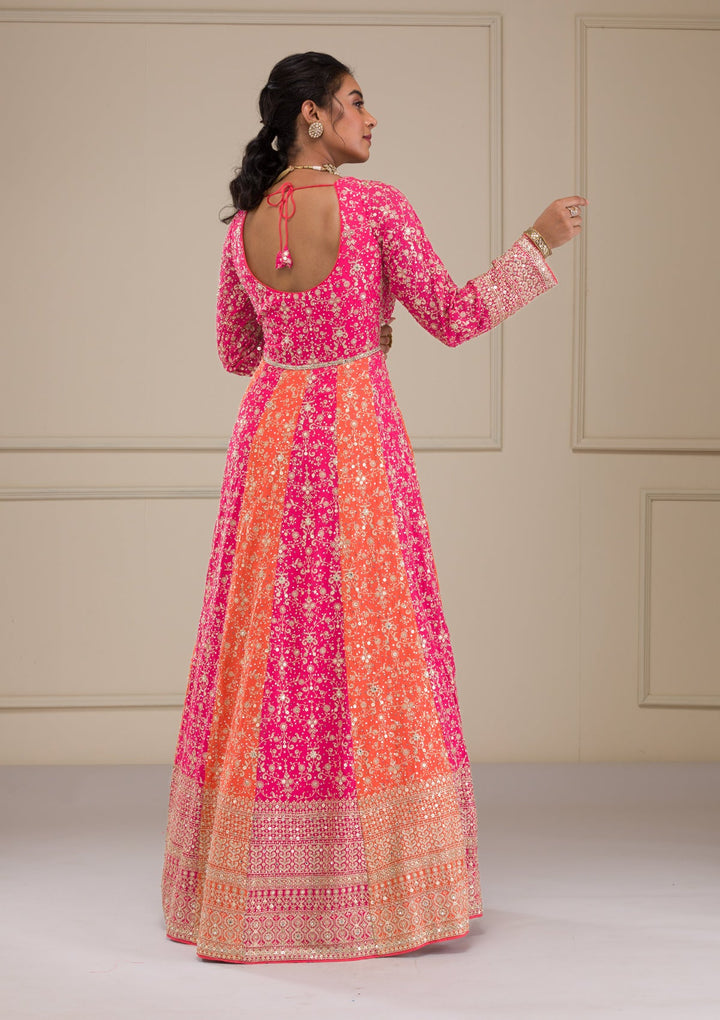Pink Zariwork Georgette Gown-Koskii