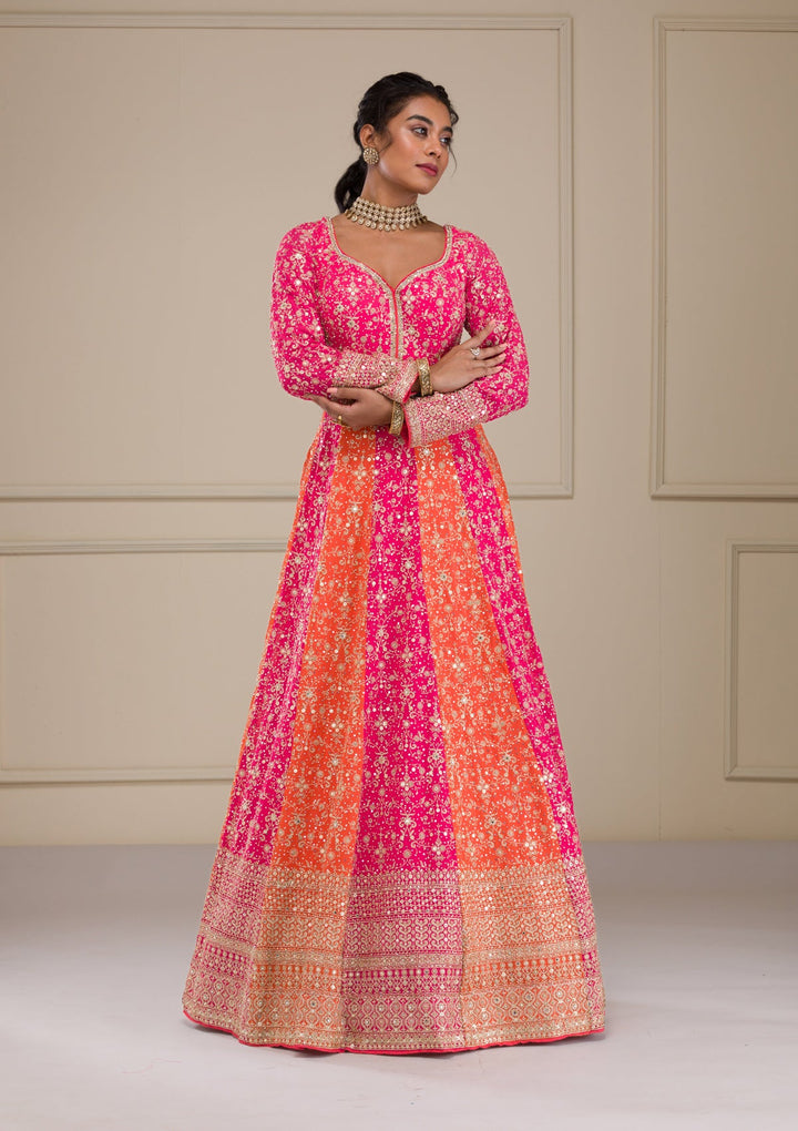 Pink Zariwork Georgette Gown-Koskii