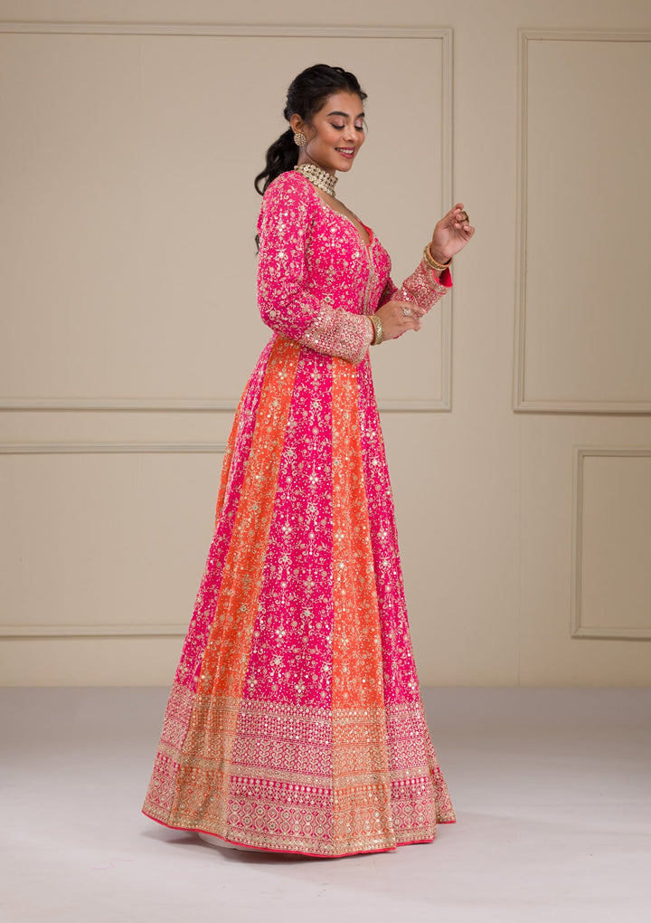 Pink Zariwork Georgette Gown-Koskii